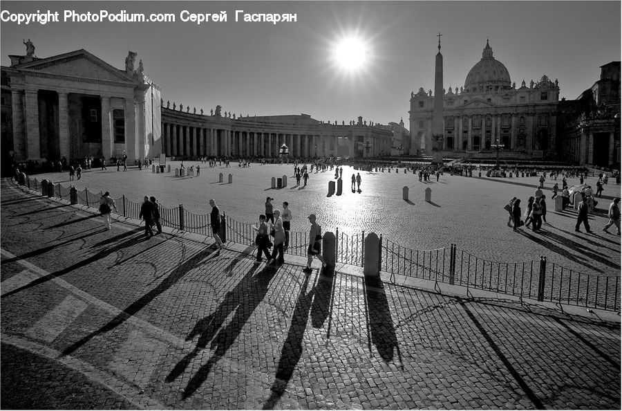 Architecture, Downtown, Plaza, Town Square, Pedestrian, Person, Building