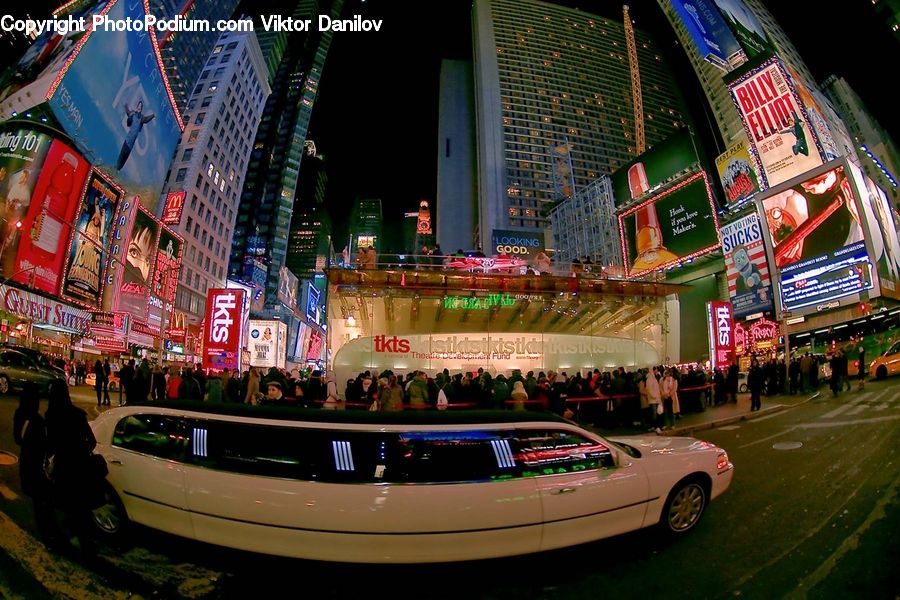 Fisheye, Cab, Car, Taxi, Vehicle, City, Downtown