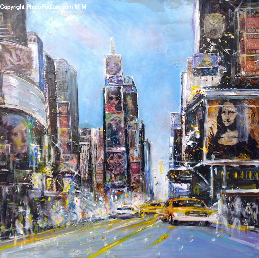 Collage, Poster, City, Downtown, Art, Graffiti, Mural