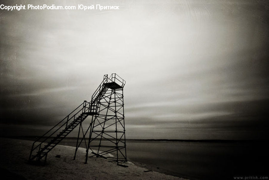 Electric Transmission Tower, Coaster, Roller Coaster, Silhouette, Dock, Pier, Outdoors