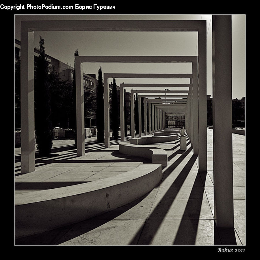 Corridor, Column, Pillar, Building, Office Building, Art, Modern Art