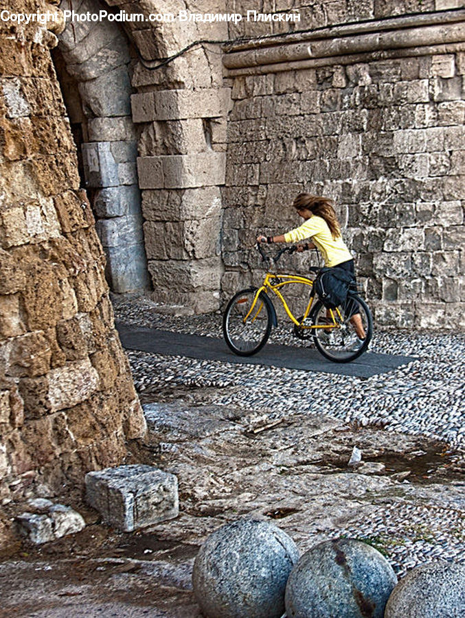 People, Person, Human, Cobblestone, Pavement, Walkway, Bicycle