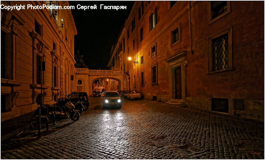 Motor, Motorcycle, Vehicle, Cobblestone, Pavement, Walkway, Fireplace