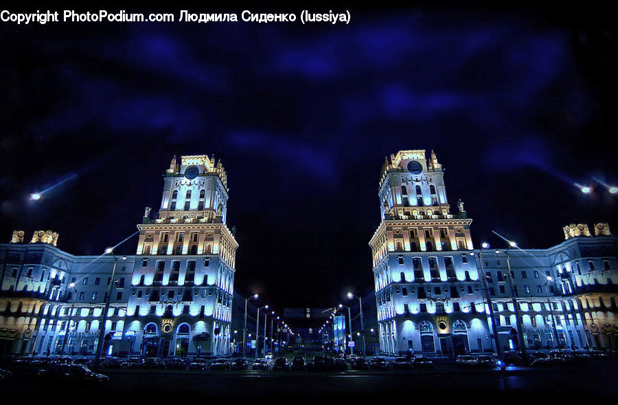 Night, Outdoors, Building, City, Downtown, Metropolis, Urban