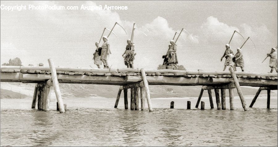 Dock, Pier, Bench, Column, Pillar, Landing, Water