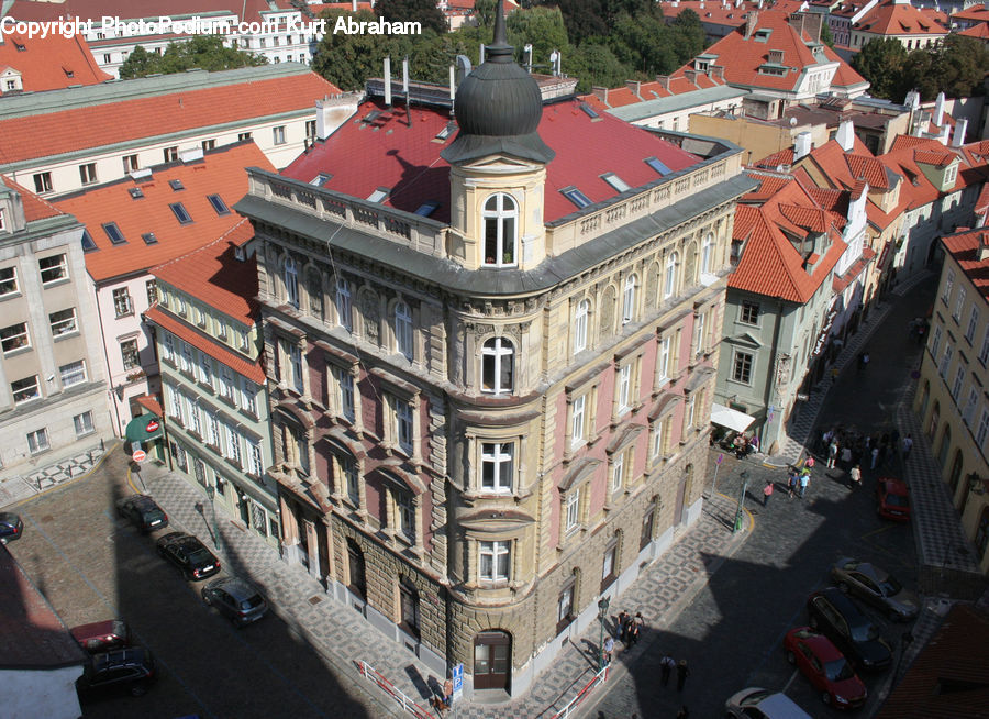 Roof, Tile Roof, Aerial View, Building, Downtown, Town, Alley