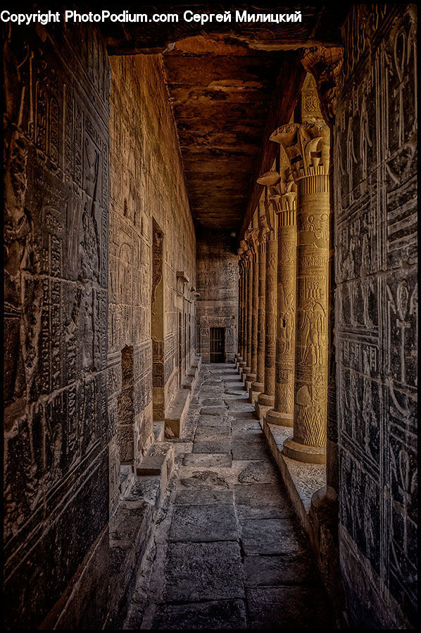 Corridor, Column, Pillar, Alley, Alleyway, Road, Street