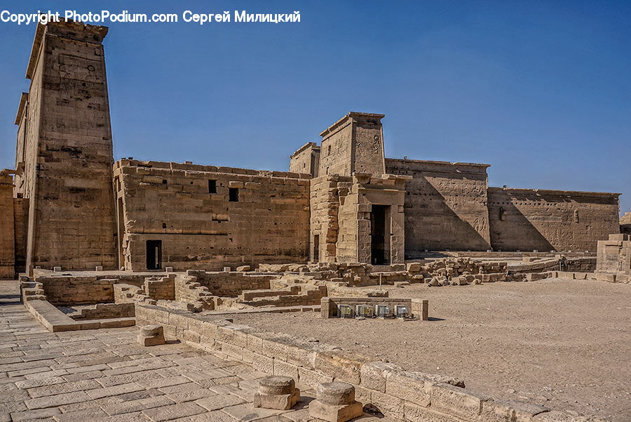 Ancient Egypt, Castle, Fort, Tomb, Ruins, Column, Monument