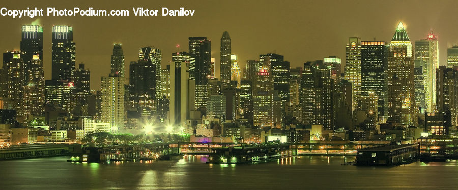 City, Downtown, Metropolis, Urban, Building, Night, Outdoors