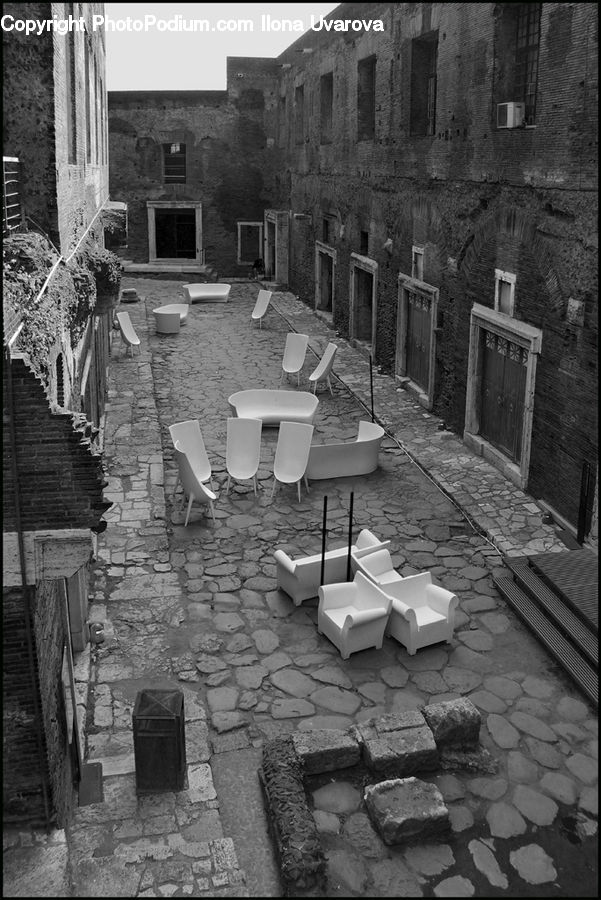 Chair, Furniture, Alley, Alleyway, Road, Street, Town