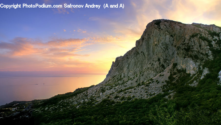 Cliff, Outdoors, Mountain, Dawn, Dusk, Red Sky, Sky