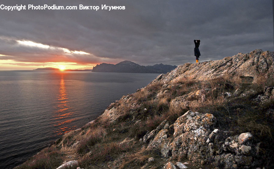 Coast, Outdoors, Sea, Water, Cliff, Dusk, Sky