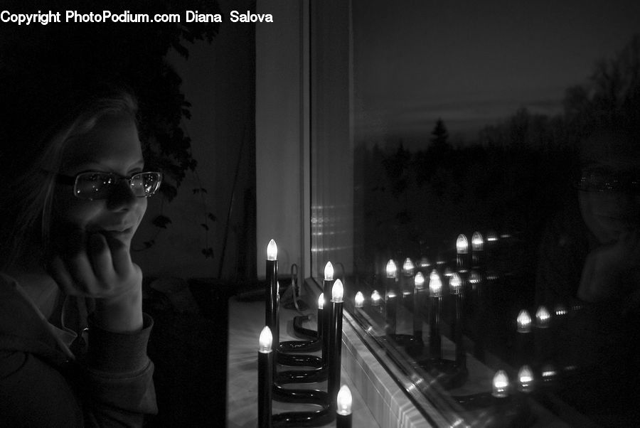 People, Person, Human, Plant, Potted Plant, Candle, Night
