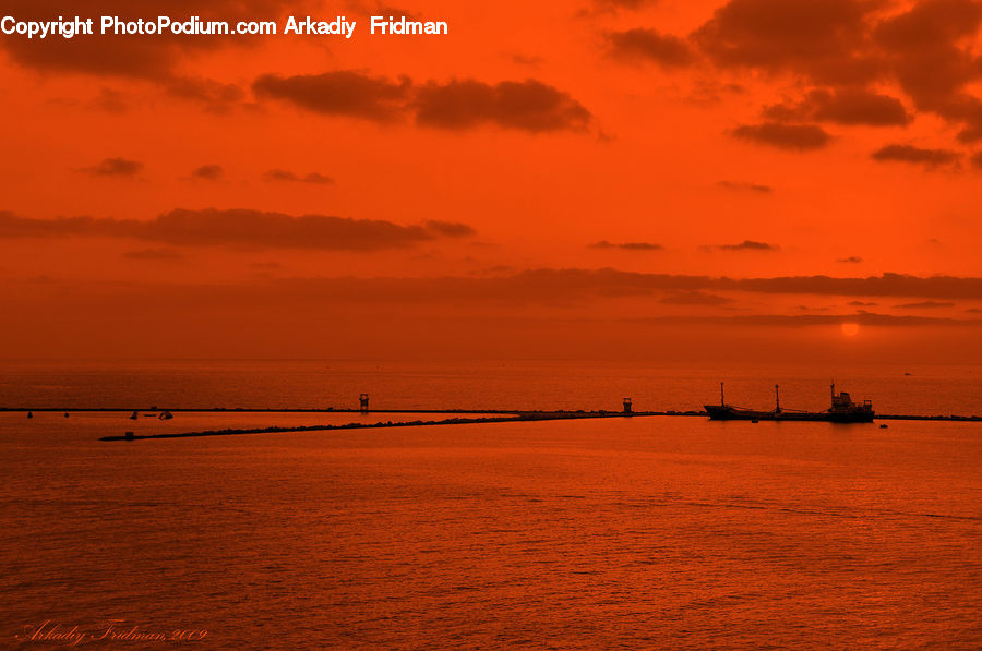 Dawn, Dusk, Red Sky, Sky, Sunrise, Sunset, Beach