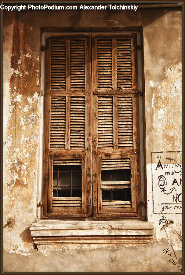 Window, Wood, Calligraphy, Handwriting, Text, Brick