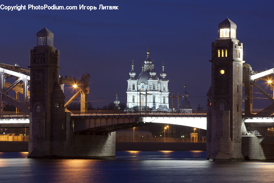 Architecture, Church, Worship, Tower, Bridge, Cathedral, Night