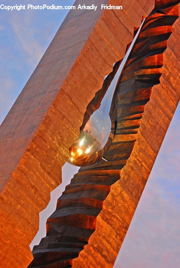 Brick, Lamp Post, Pole, Light Fixture, Arch, Vault Ceiling, Building