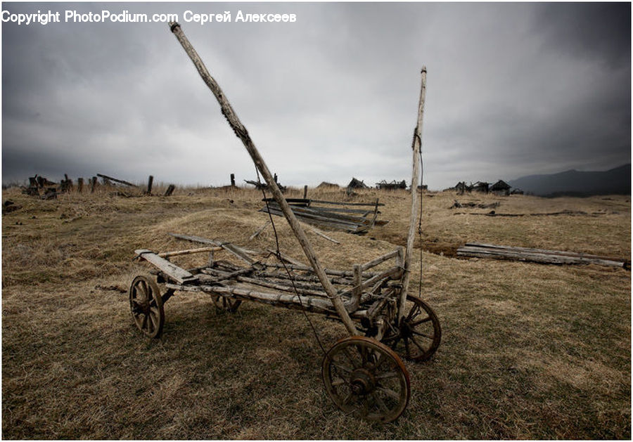 Bicycle, Bike, Vehicle, Car, Wagon, Dirt Road, Gravel