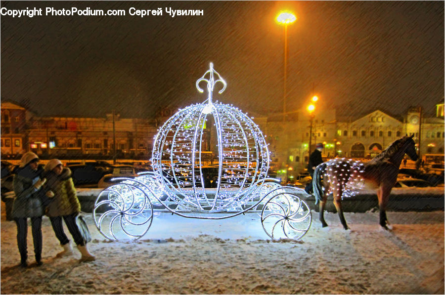 Blizzard, Outdoors, Snow, Weather, Winter, Carriage, Horse Cart