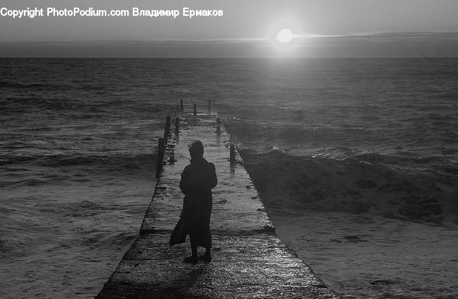 Human, People, Person, Silhouette, Dock, Landing, Pier