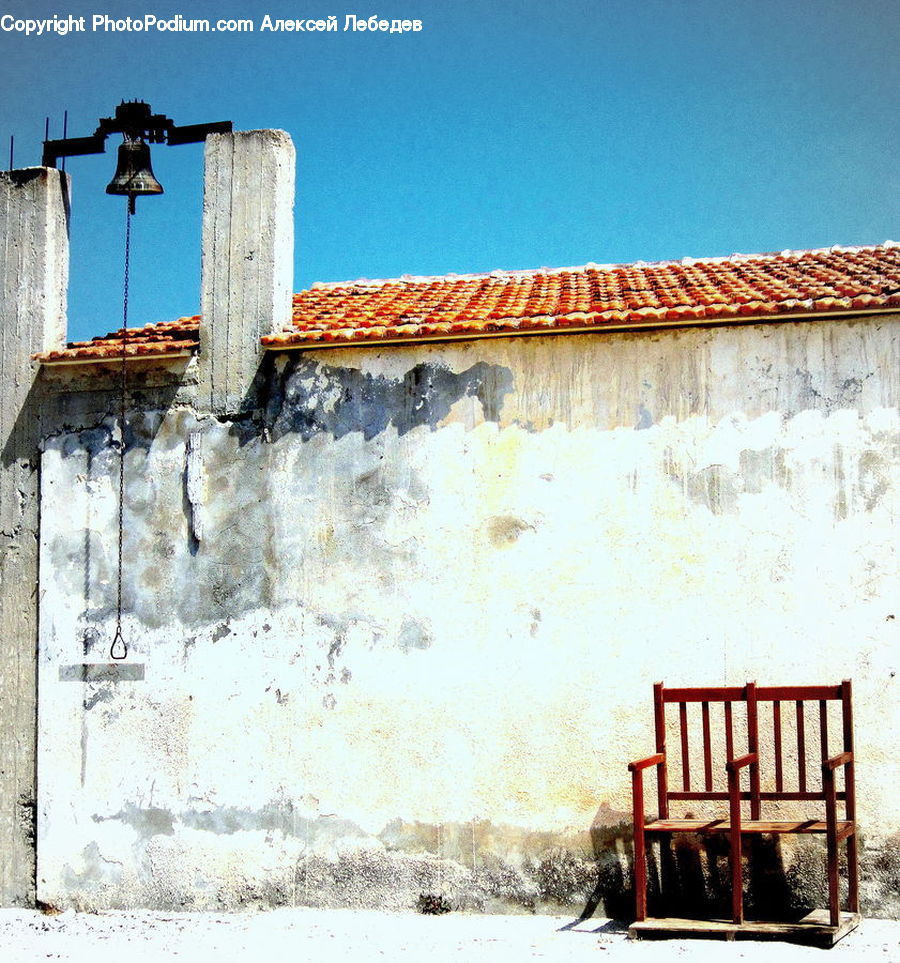 Chair, Furniture, Fence, Wall, Brick, Cabin, Hut