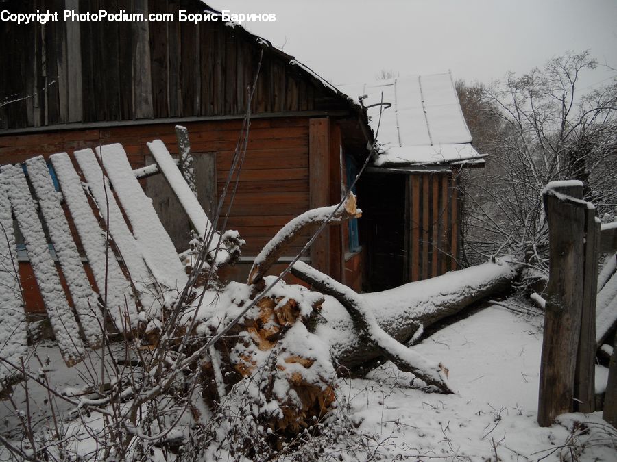 Ice, Outdoors, Snow, Cabin, Hut, Rural, Shack