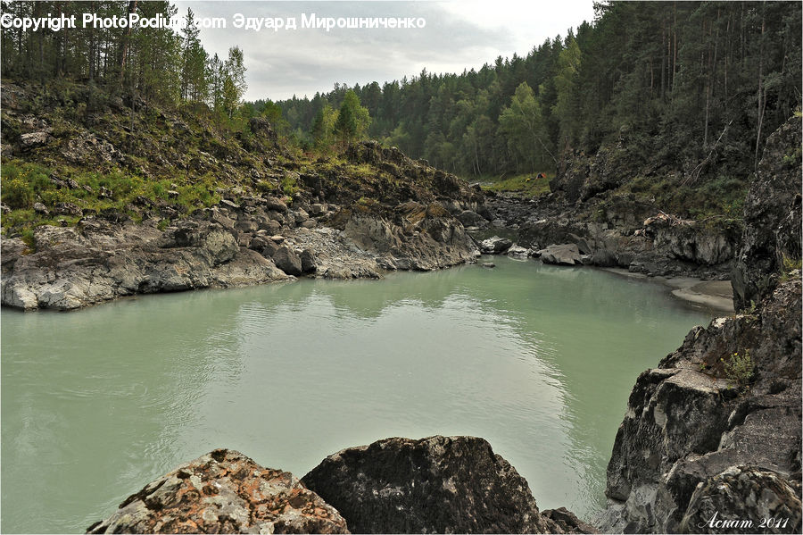Outdoors, Wilderness, Creek, River, Water, Cliff, Promontory