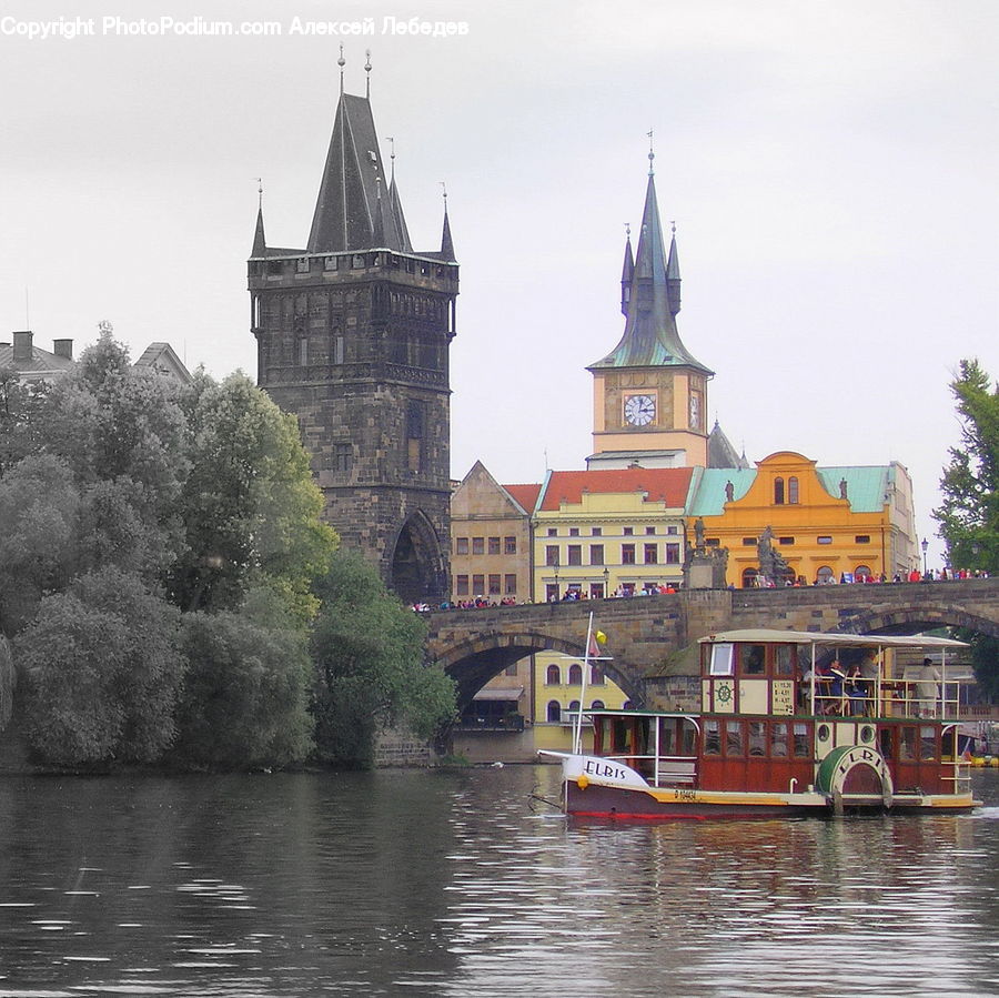 Boat, Watercraft, Architecture, Castle, Fort, Tower, Canal