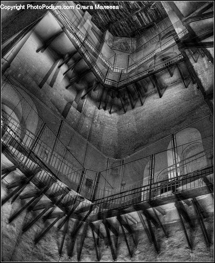 Drawing, Sketch, Banister, Handrail, Architecture, Cathedral, Church
