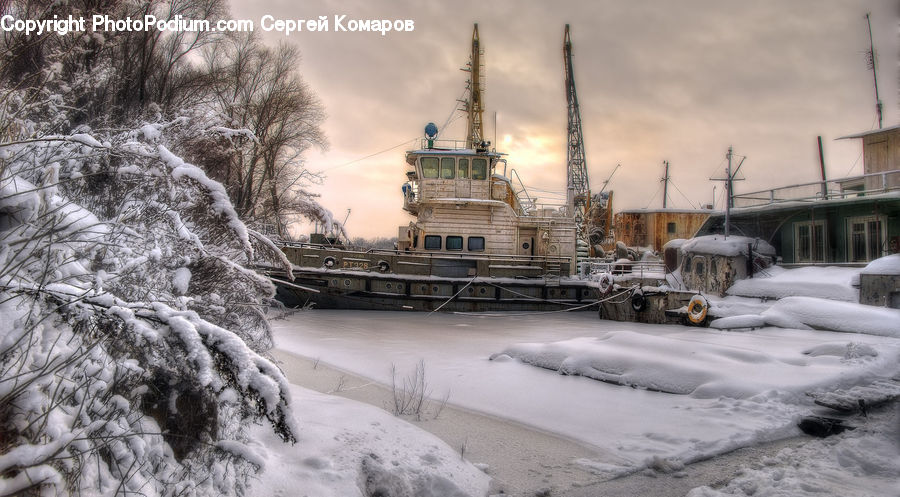Ice, Outdoors, Snow, Blizzard, Weather, Winter, Boat