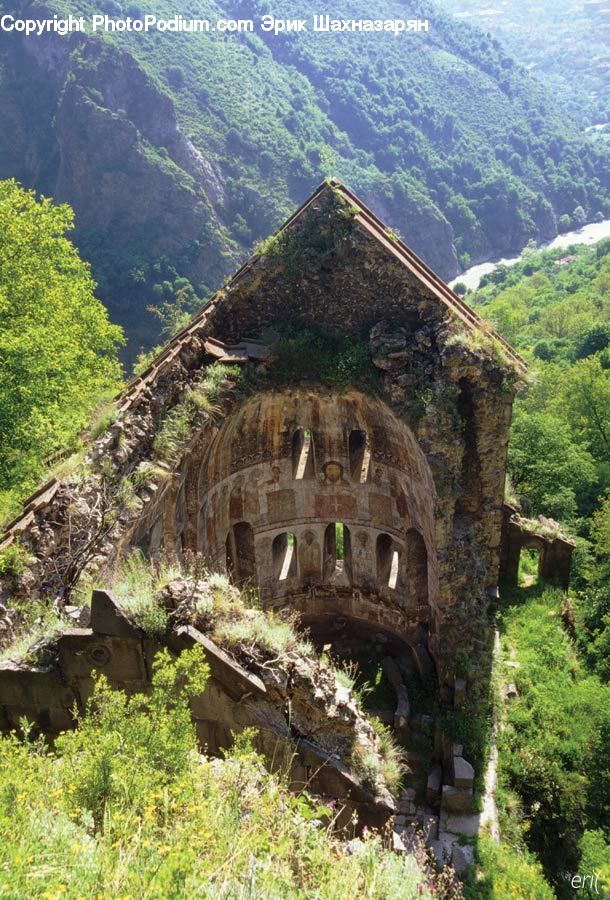 Castle, Fort, Building, Cottage, Housing, Mountain, Outdoors
