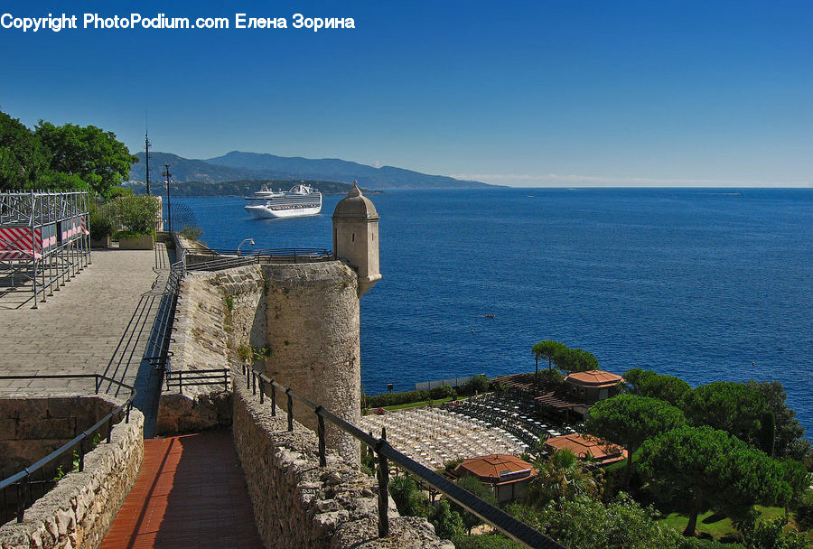 Plant, Potted Plant, Castle, Fort, Boat, Watercraft, Coast
