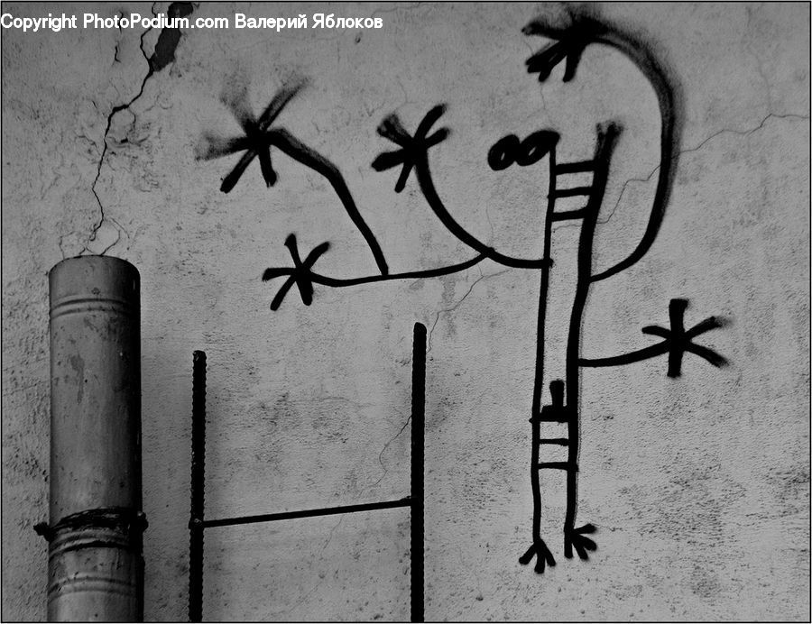 Fence, Wall, Bucket, Column, Pillar, Art, Graffiti