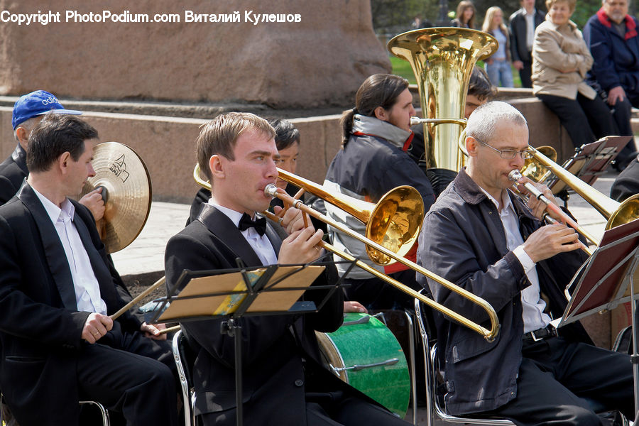 Brass Section, Euphonium, Musical Instrument, Tuba, People, Person, Human