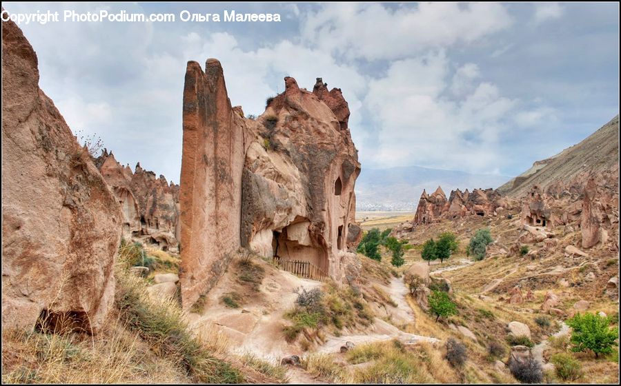 Ruins, Canyon, Outdoors, Valley, Rock, Grassland, Savanna