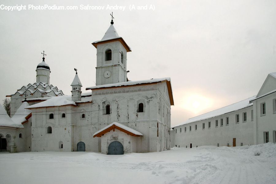 Ice, Outdoors, Snow, Architecture, Bell Tower, Clock Tower, Tower