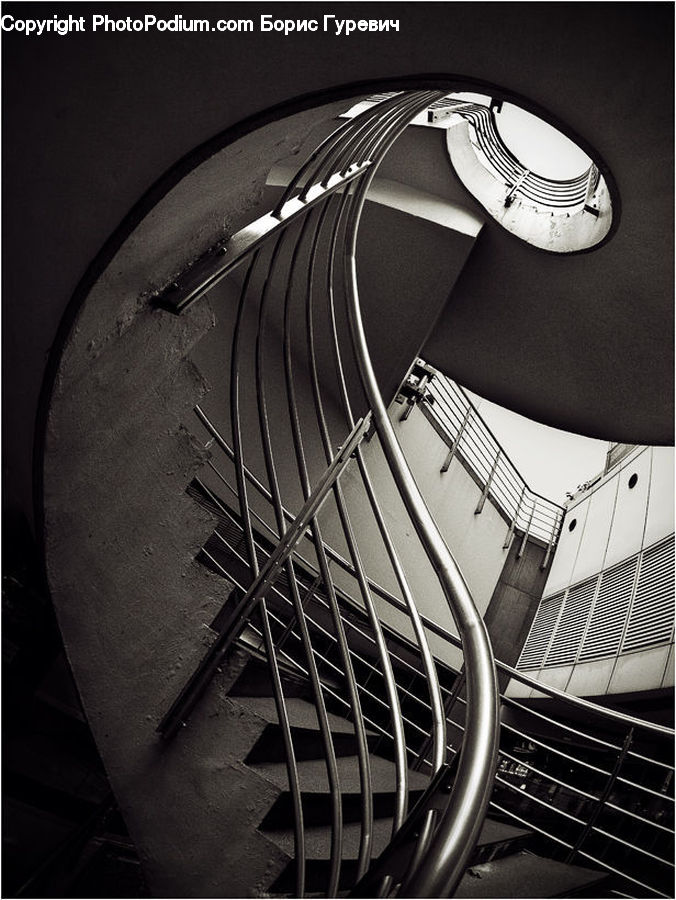 Spiral, Banister, Handrail, Staircase, Transportation