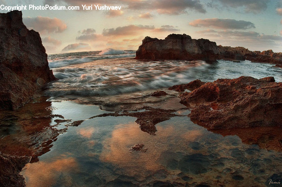 Coast, Outdoors, Sea, Water, Ocean, Sea Waves, Dawn