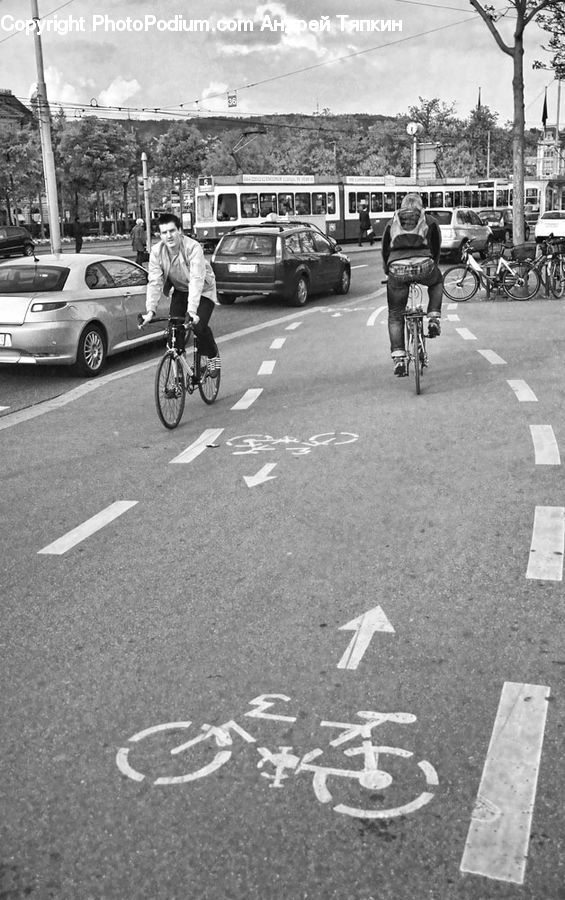 Bicycle, Bike, Cyclist, Vehicle, Asphalt, Tarmac, Parking