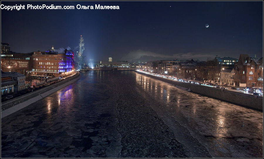Terminal, Train Station, City, Downtown, Urban, Night, Outdoors