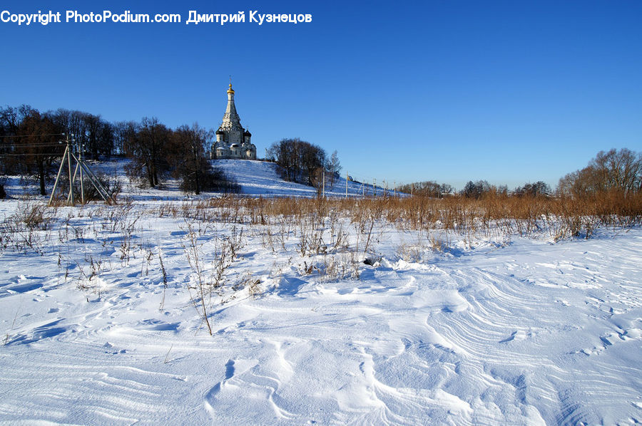 Architecture, Church, Worship, Ice, Outdoors, Snow, Tower