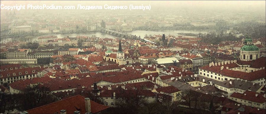 Building, Downtown, Town, Aerial View, City, Metropolis, Urban