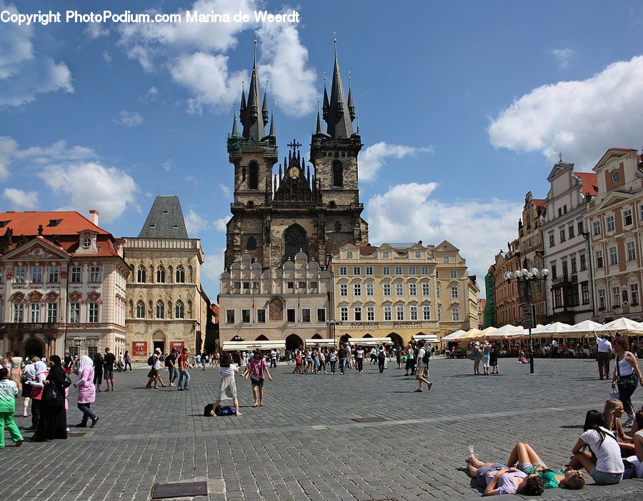 Architecture, Downtown, Plaza, Town Square, Town, City, Building