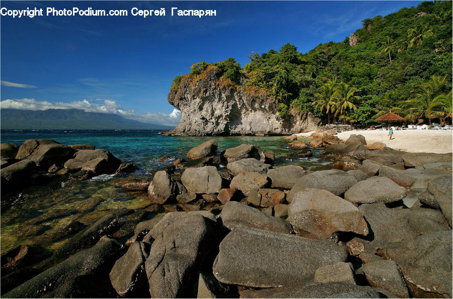 Rock, Promontory, Rubble, Coast, Outdoors, Sea, Water