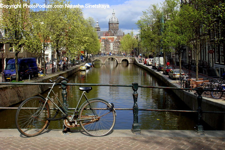 Canal, Outdoors, River, Water, Car, Van, Bicycle