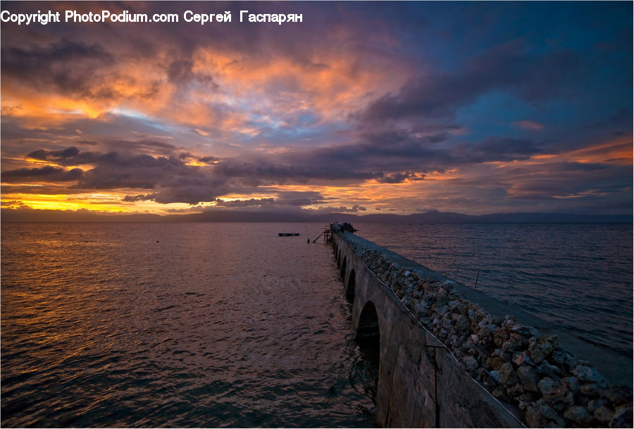 Coast, Outdoors, Sea, Water, Dock, Pier, Dawn