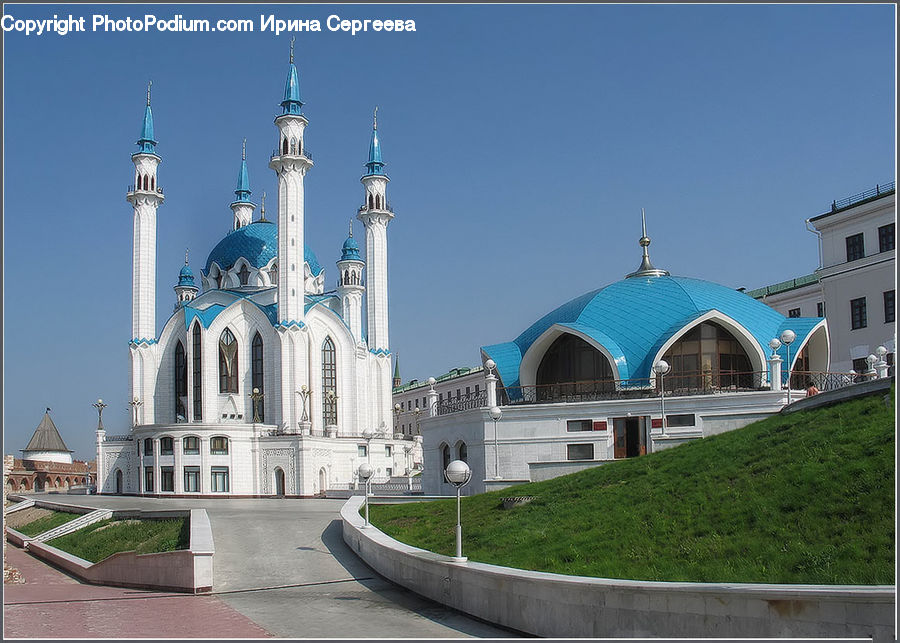 Architecture, Dome, Mosque, Worship, Boardwalk, Path, Pavement
