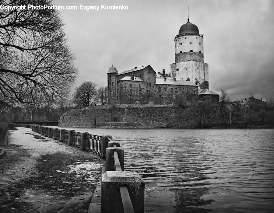 Architecture, Castle, Fort, Bench, Outdoors, Ripple, Water