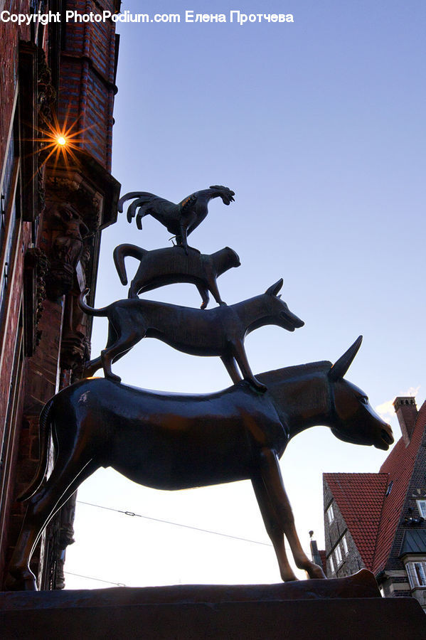 Art, Sculpture, Statue, Brick, City, Downtown, Urban