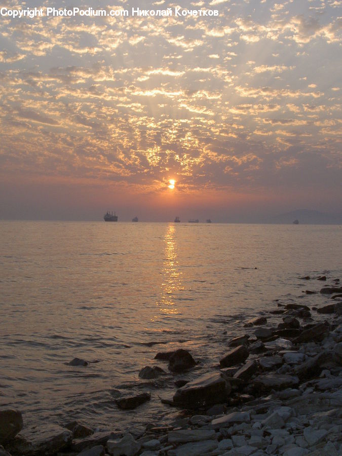 Ocean, Outdoors, Sea, Water, Rock, Dawn, Dusk